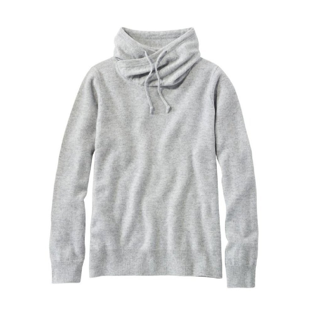 Brand New‎ L.L. Bean Women's Funnelneck Cashmere Sweater Light Gray Heather MP